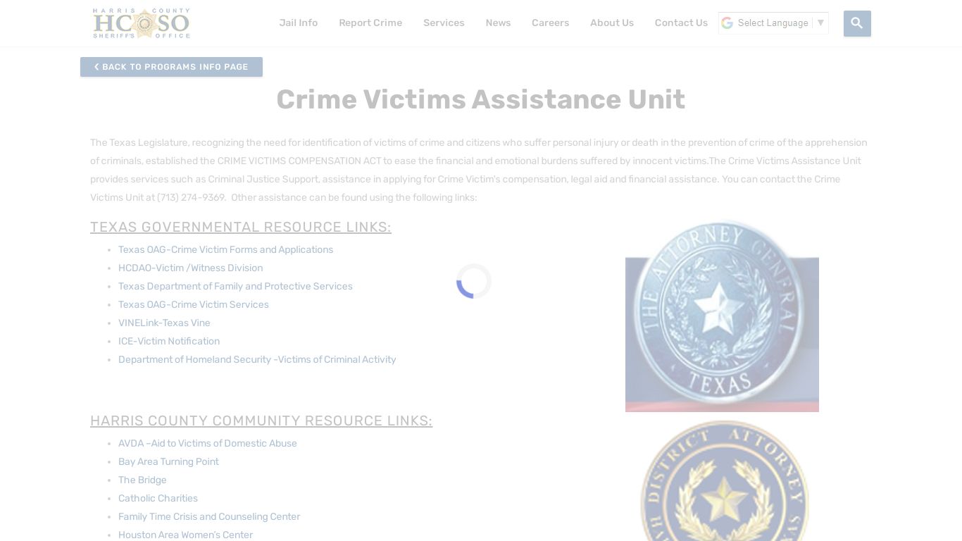 Victims Assistance Unit—Harris County Texas Sheriff's Office
